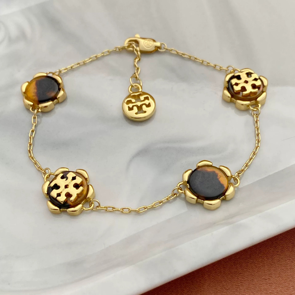 Tory Burch Resin Inlaid Alphabet Bracelet Fine Metal